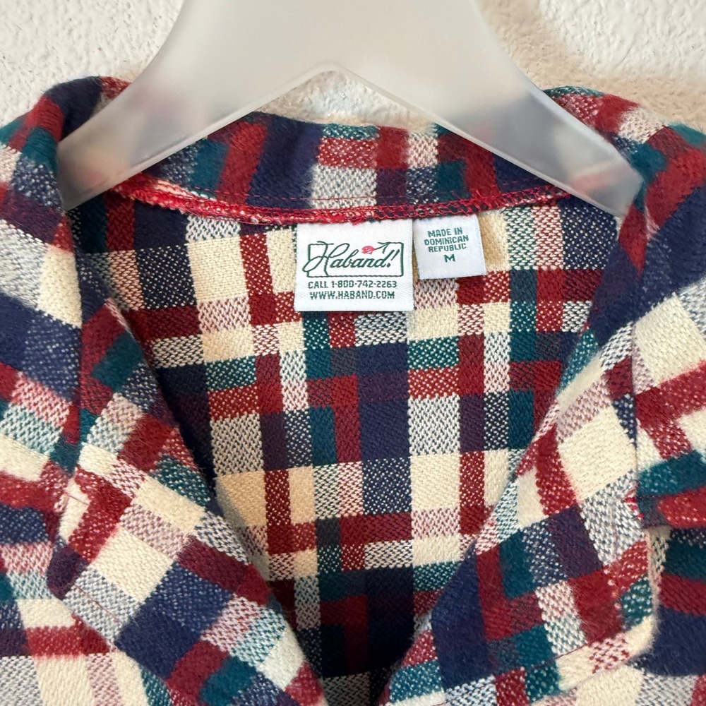 Haband Womens Plaid Button Up Cardigan Jacket Red Navy Blue Cream M - Picture 4 of 4
